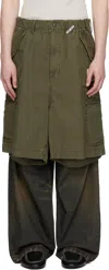 Miharayasuhiro Khaki & Navy Cargo Shorts Combined Denim Jeans In Khaki