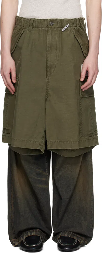 Miharayasuhiro Khaki & Navy Cargo Shorts Combined Denim Jeans