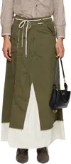 Miharayasuhiro Khaki Cargo Pants Pasted Midi Skirt In Green