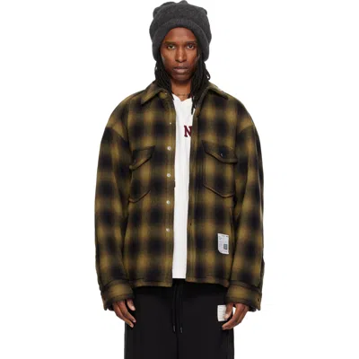 Miharayasuhiro Khaki Check Puffer Shirt In Multi