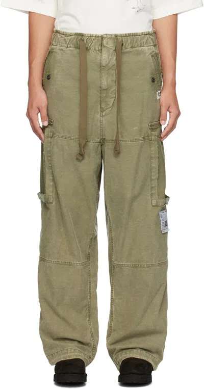 Miharayasuhiro Khaki Cotton Satin Cargo Pants
