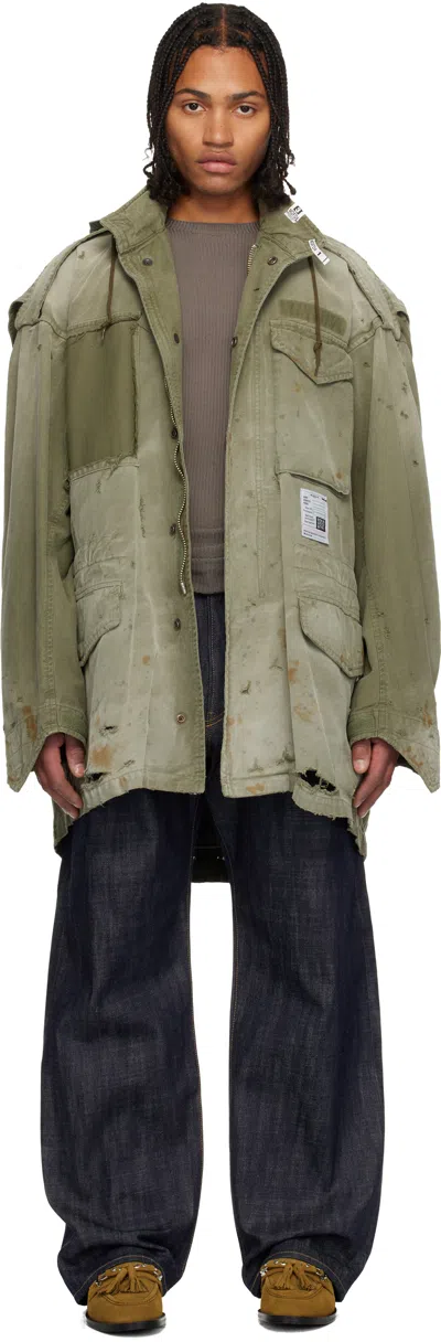 MIHARAYASUHIRO KHAKI DISTRESSED FIELD COAT