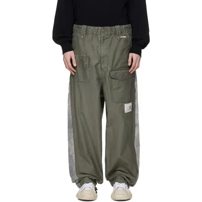 Miharayasuhiro Khaki Sweat Pants Combined Cargo Pants In Green