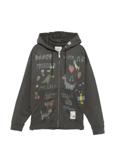 Miharayasuhiro Kids Doodle Printed Hoodie In Gray