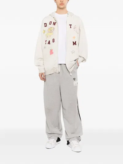 Miharayasuhiro Kids Doodle Printed Zip-up Hoodie In Gray