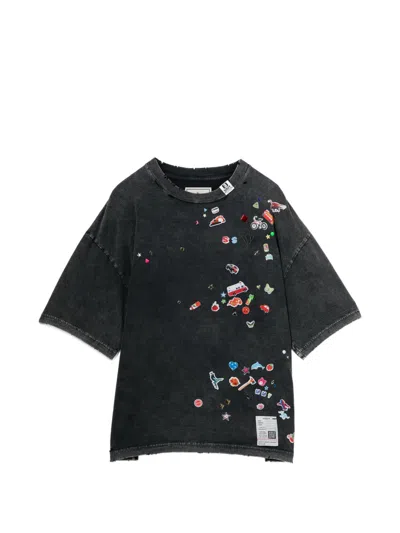 Miharayasuhiro Kids Sticker-print Bleached T-shirt In Green