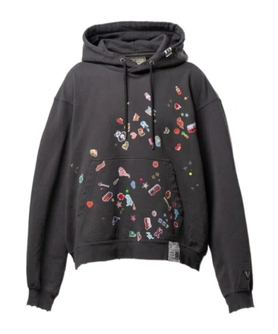Miharayasuhiro Kids Sticker Printed Hoodie In Black