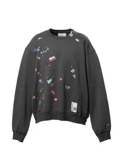 Miharayasuhiro Kids Sticker Printed Sweatshirt In Black