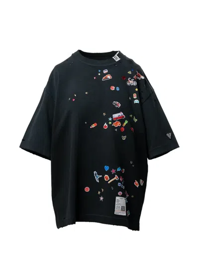 Miharayasuhiro Kids Sticker Printed T-shirt In Black