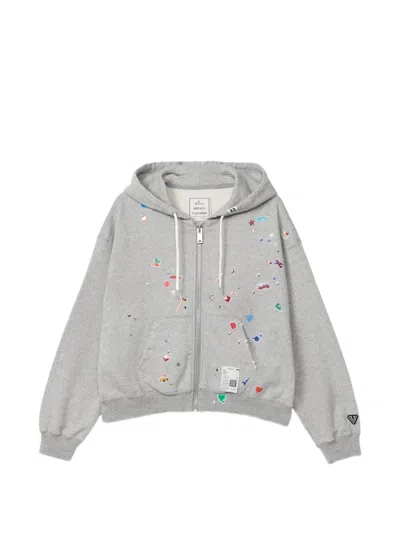 Miharayasuhiro Kids Sticker-printed Zip-up Hoodie In Gray