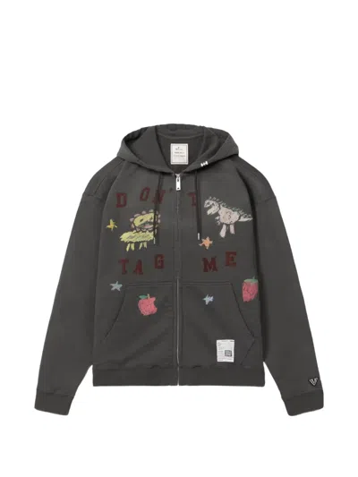 Miharayasuhiro Kids-doodle Printed Zip-up Hoodie In Black