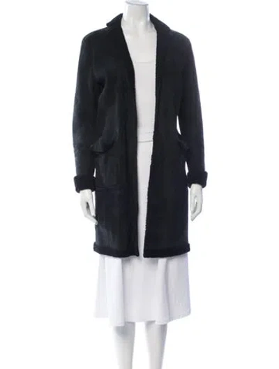 Pre-owned Miharayasuhiro Lamb Leather Coat In Black/blue