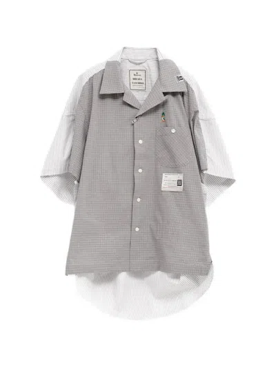 Miharayasuhiro Layered Checked Shirt In Gray