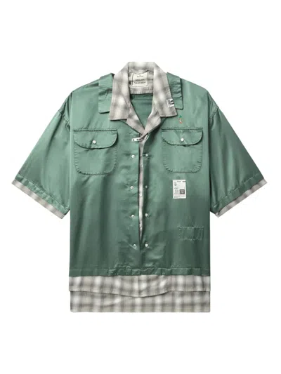 Miharayasuhiro Layered Cotton-blend Shirt In Green