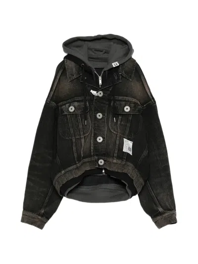 Miharayasuhiro Layered Denim Jacket In Black
