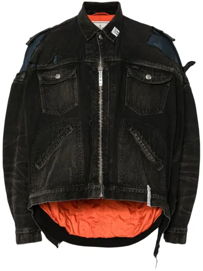 Miharayasuhiro Layered Denim Jacket In Black