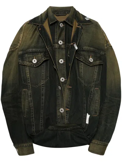 Miharayasuhiro Jeansjacke Im Layering-look In Blue