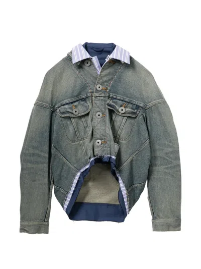 Miharayasuhiro Layered Denim Jacket In Blue