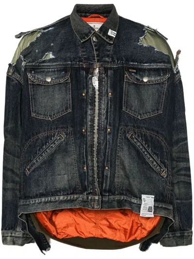 Miharayasuhiro Layered Denim Jacket In Multicolor