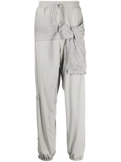 Miharayasuhiro Layered-design Drawstring Track Pants In Grey