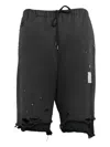 Miharayasuhiro Layered Distressed Shorts In Black