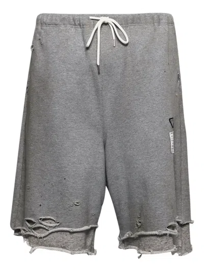 Miharayasuhiro Layered Distressed Shorts In Gray