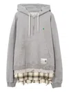 Miharayasuhiro Layered Frayed Hoodie In Gray