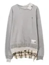 Miharayasuhiro Layered Frayed Sweatshirt In Gray