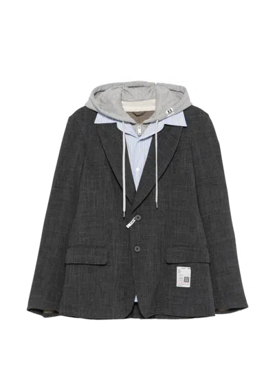 Miharayasuhiro Layered Hooded Blazer In Gray