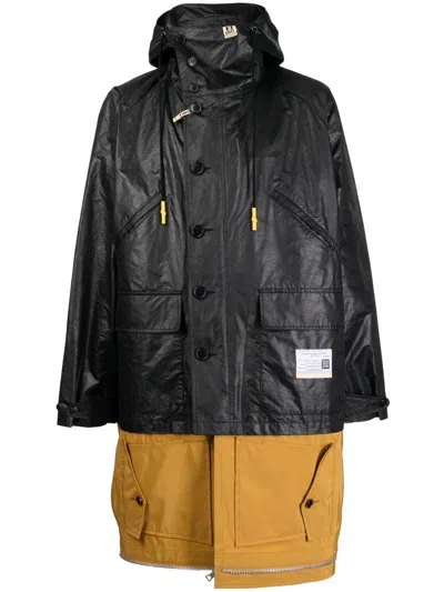 Miharayasuhiro Layered Hooded Coat In Black