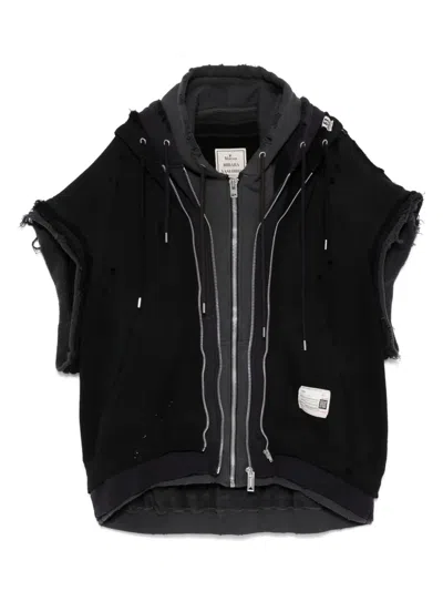 Miharayasuhiro Layered Hooded Jacket In Black