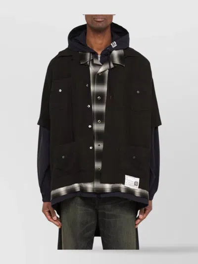 MIHARAYASUHIRO LAYERED HOODED SHIRT PLAID DETAIL