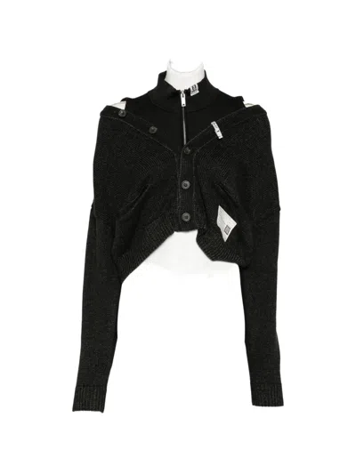 Miharayasuhiro Layered Knit Cardigan In Black
