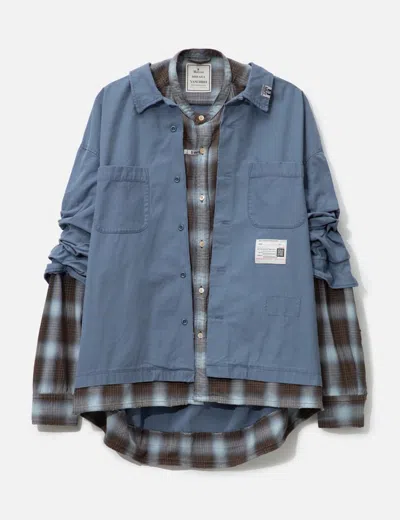 Miharayasuhiro Layered Long Sleeve Shirt In Blue