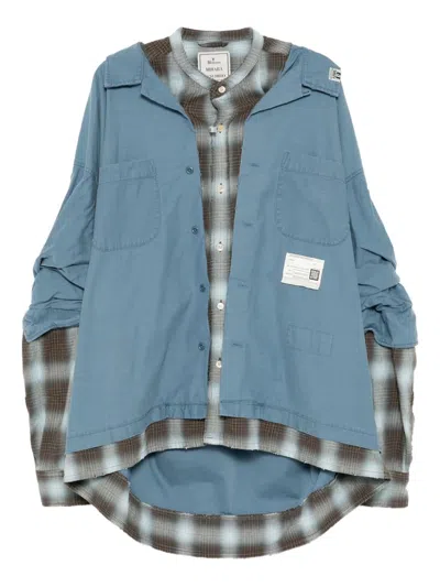 Miharayasuhiro Layered Long Sleeve Shirt In Blue