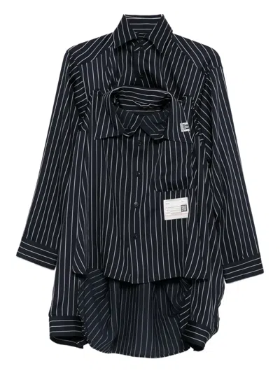 Miharayasuhiro Layered Pinstripe Shirt In Blue
