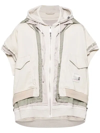 Miharayasuhiro Layered Short-sleeve Jacket In White