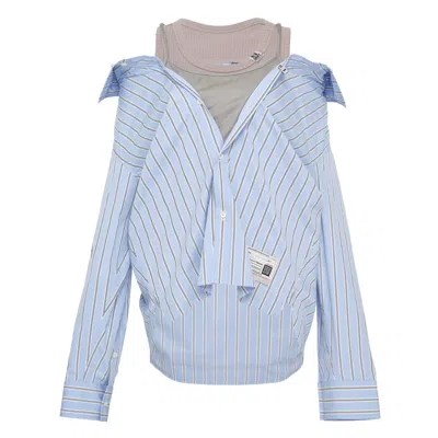Miharayasuhiro Layered Stripe Shirts In Blue