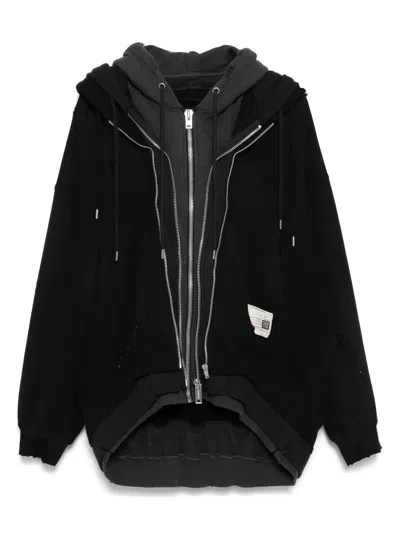 Miharayasuhiro Layered Zip-up Hoodie In Black