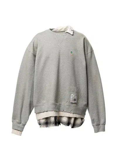 Miharayasuhiro Layered-design Distressed Sweatshirt In Gray