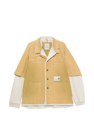 Miharayasuhiro Layered-design Embroidered Jacket In Yellow