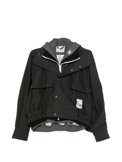 Miharayasuhiro Layered-design Hooded Jacket In Black