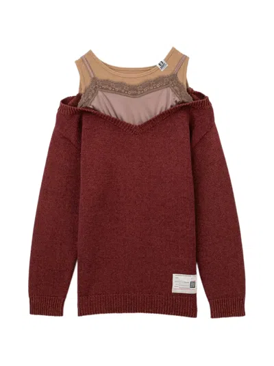 Miharayasuhiro Layered-detail Sweater In Burgundy