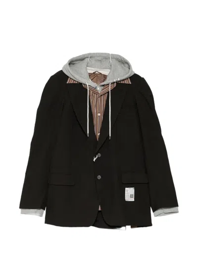 Miharayasuhiro Layered-panel Single-breasted Blazer In Black