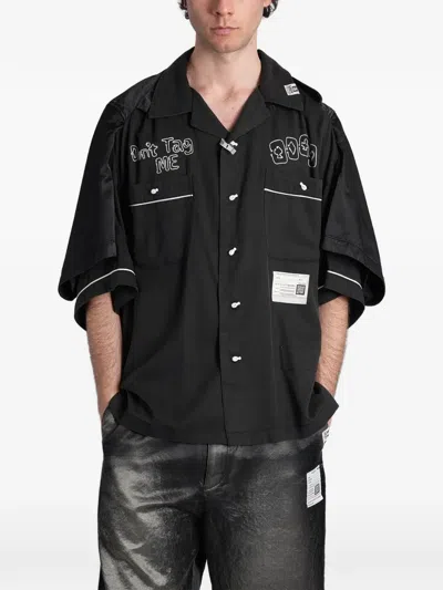 Miharayasuhiro Layered-sleeve Embroidered Shirt In Black