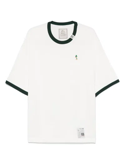 Miharayasuhiro Leon-embroidered Ringer T-shirt In White
