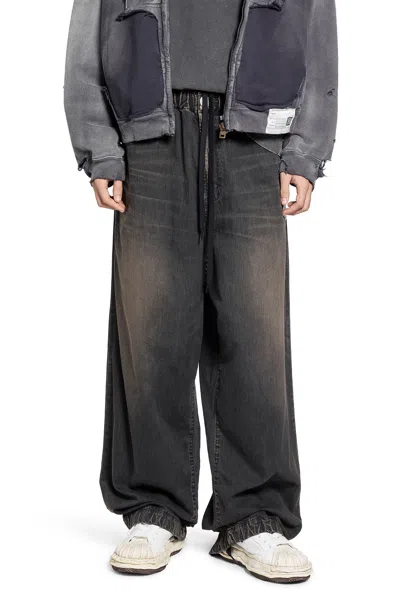 Miharayasuhiro Light Denim Wide Jeans In Black