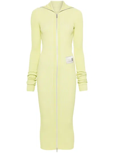 Miharayasuhiro Logo-patch Midi Dress In Yellow