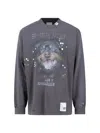 Miharayasuhiro Maison Mihara Yasuhiro Distressed Graphic T-shirt With Logo Patches And Embellishments In Gray