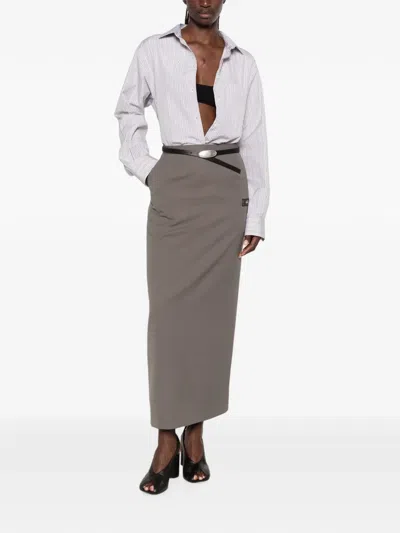 Miharayasuhiro Logo-patch Maxi Skirt In Gray